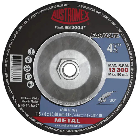 DISCO DE DESBASTE METAL 4 1/2" X 1/4" X 7/8"  2004 AUSTROMEX EASY-CUT